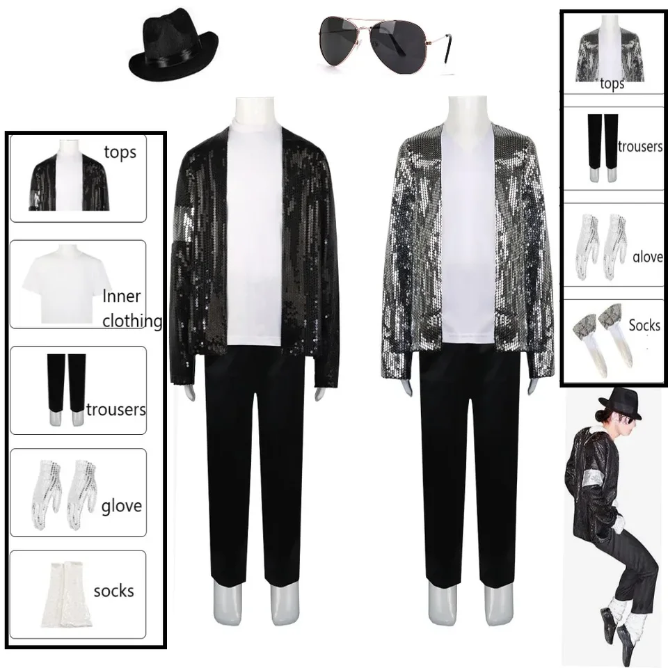 Koongso Kids Pop King Michael Costume, Boys Super Star MJ