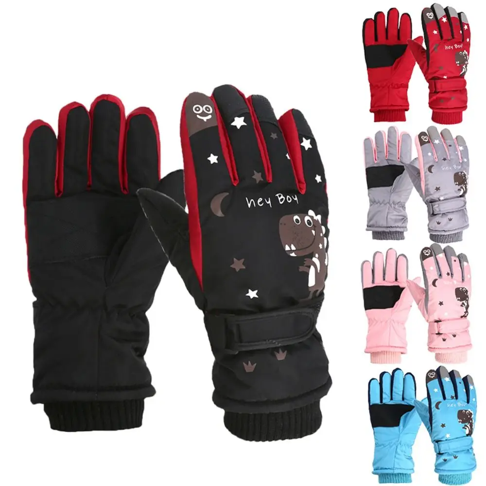 

Anti-slip Full Finger Ski Gloves New Cartoon Printing Windproof Outdoor Sports Gloves Winter Warm Thickening Cycling Gloves