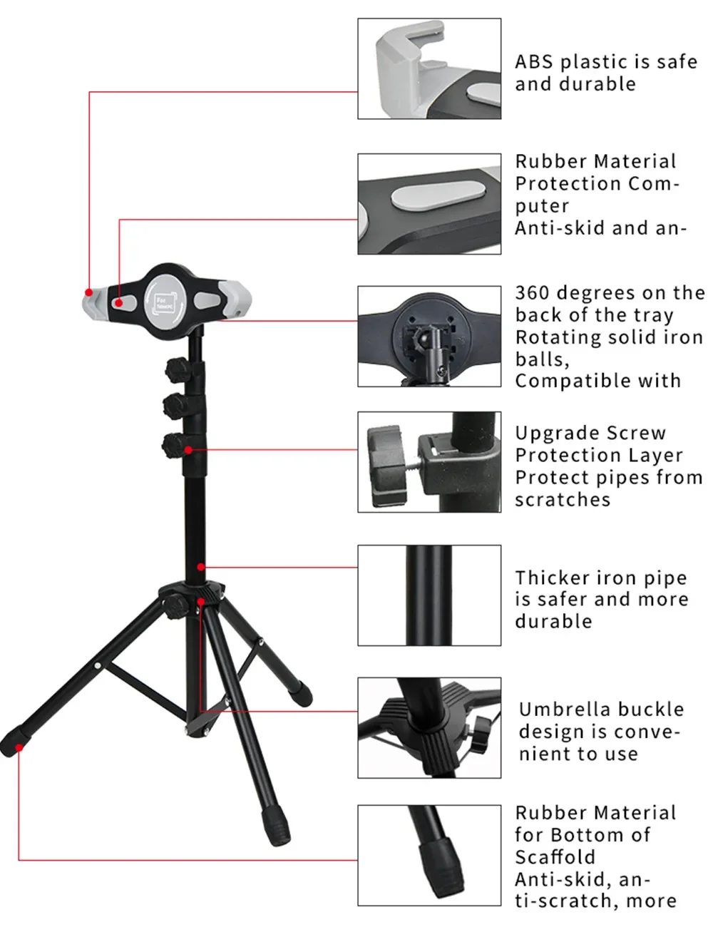 Foldable Floor Tablet Tripod Stand Mount for iPad Samsung Lenovo Huawei Xiaomi Universal 7-15 Inch Tablet Holer 360 Rotating tablet holder tablet stand