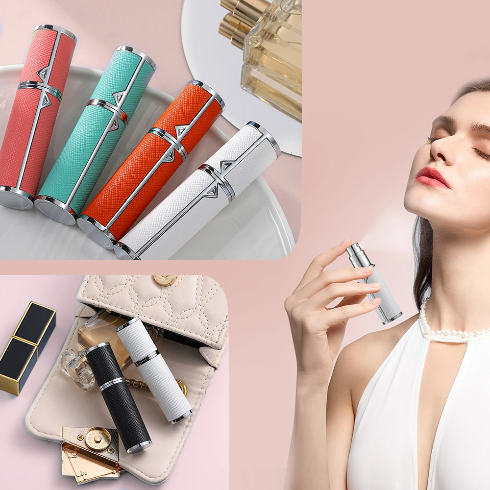 Louischanzl Vaporizzatore in pelle PU di alta qualità, ideale per viaggi in viaggio, con chiusura ermetica, flacone atomizzatore da 5 ml._voghion.com