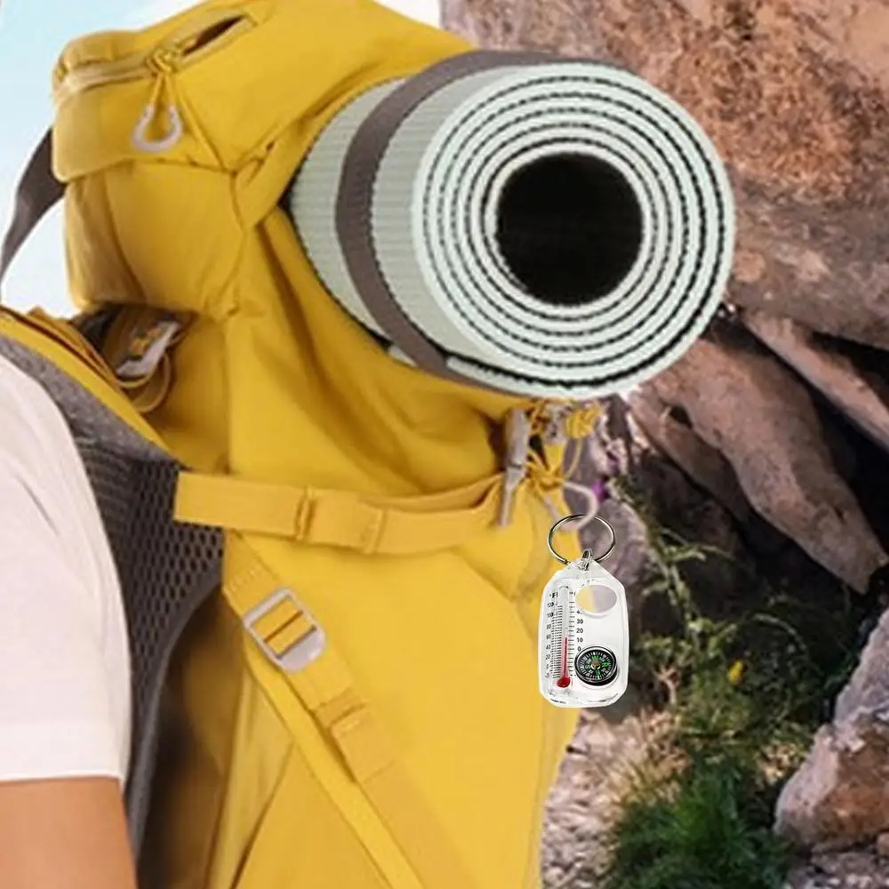 Description Picture 5 of item3 In1 Portable Luminouss Accurate Compass Thermometer Keychain Mini Compass Keyring Gear Outdoor Tool Equipment