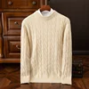 Autumn and winter new wool sweater men's round collar pure color pullover jacquard thick sweater loose cashmere sweater 2