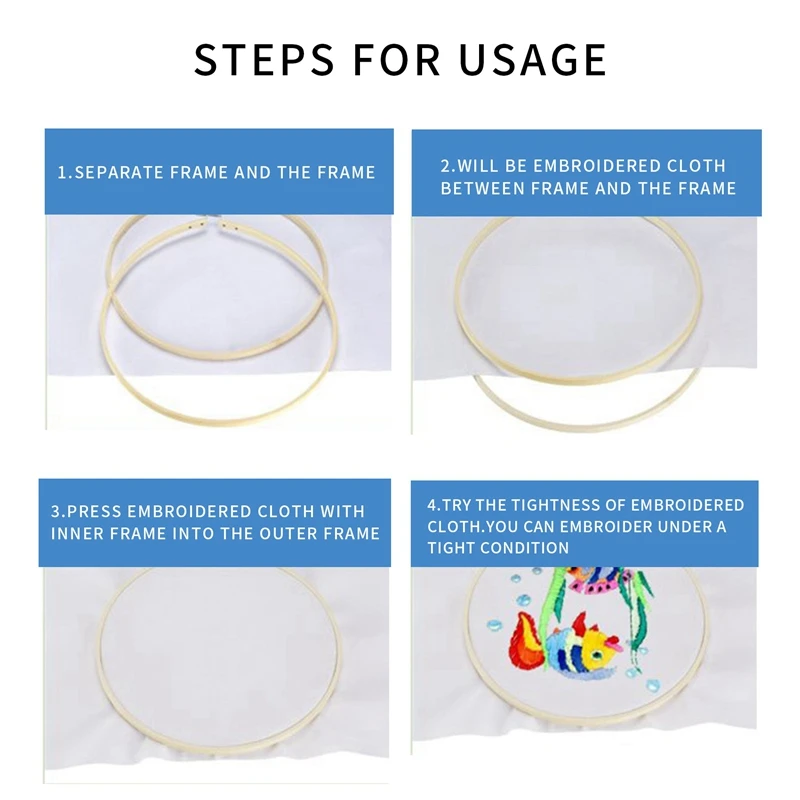 AAAC-10 Pieces 6.7Inch 17Cm Round Wooden Embroidery Hoops Set Bulk Adjustable Bamboo Circle Cross Stitch Hoop Ring