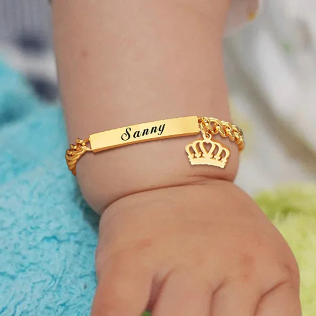 아기, 유아, 어린이를 위한 이름, 날짜, 초기 각인이 가능한 맞춤형 금 팔찌