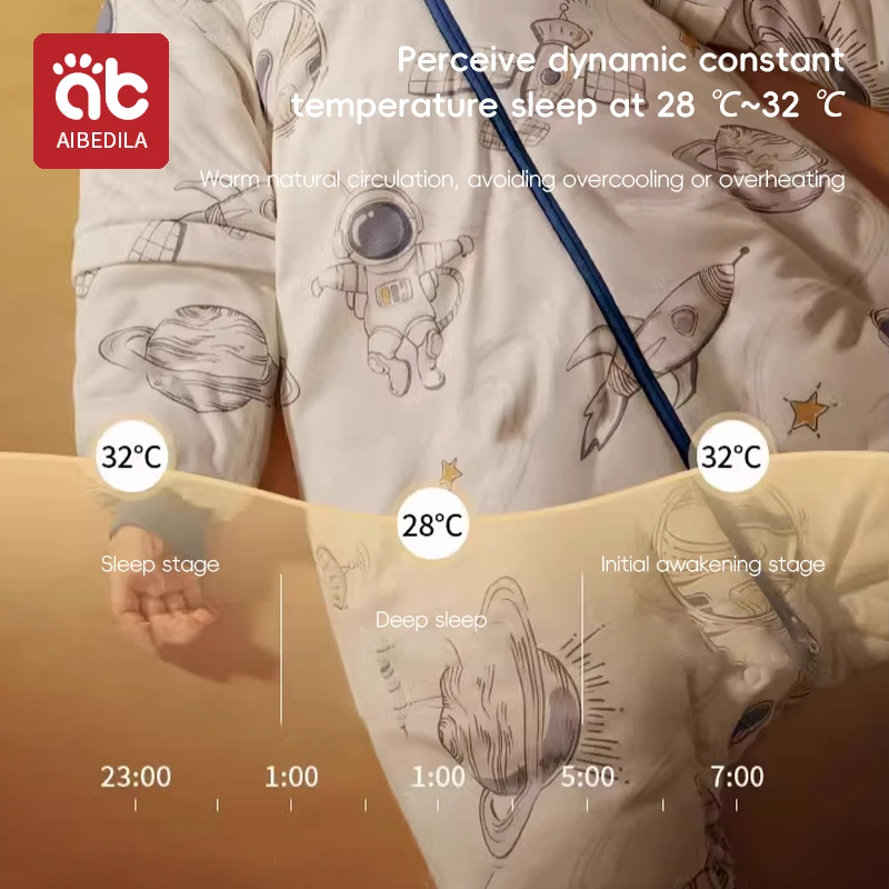 AIBEDILA Kids Onesie Boys Girls Long Sleeve Bamboo Cotton Pajamas Children Winter Cartoon Pyjama Baby Sleepwear Sleeping Bag 5