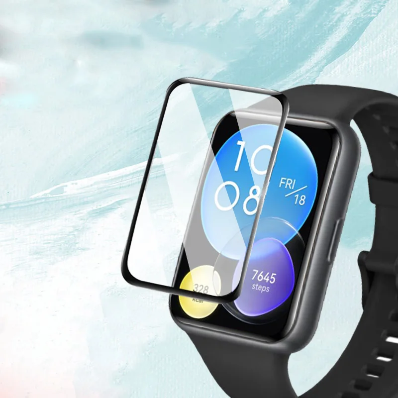 Weiches glas für huawei uhr fit 2 smartwatch 9d hd vollfilm bildschirm gehärtete schutz abdeckung fit2 zubehör