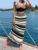 Knit Striped 2 Piece-Set Maxi Skirt For Women Ruffled Backless Patchwork Cropped Pullover And Knitwear Long Skirt Outfits