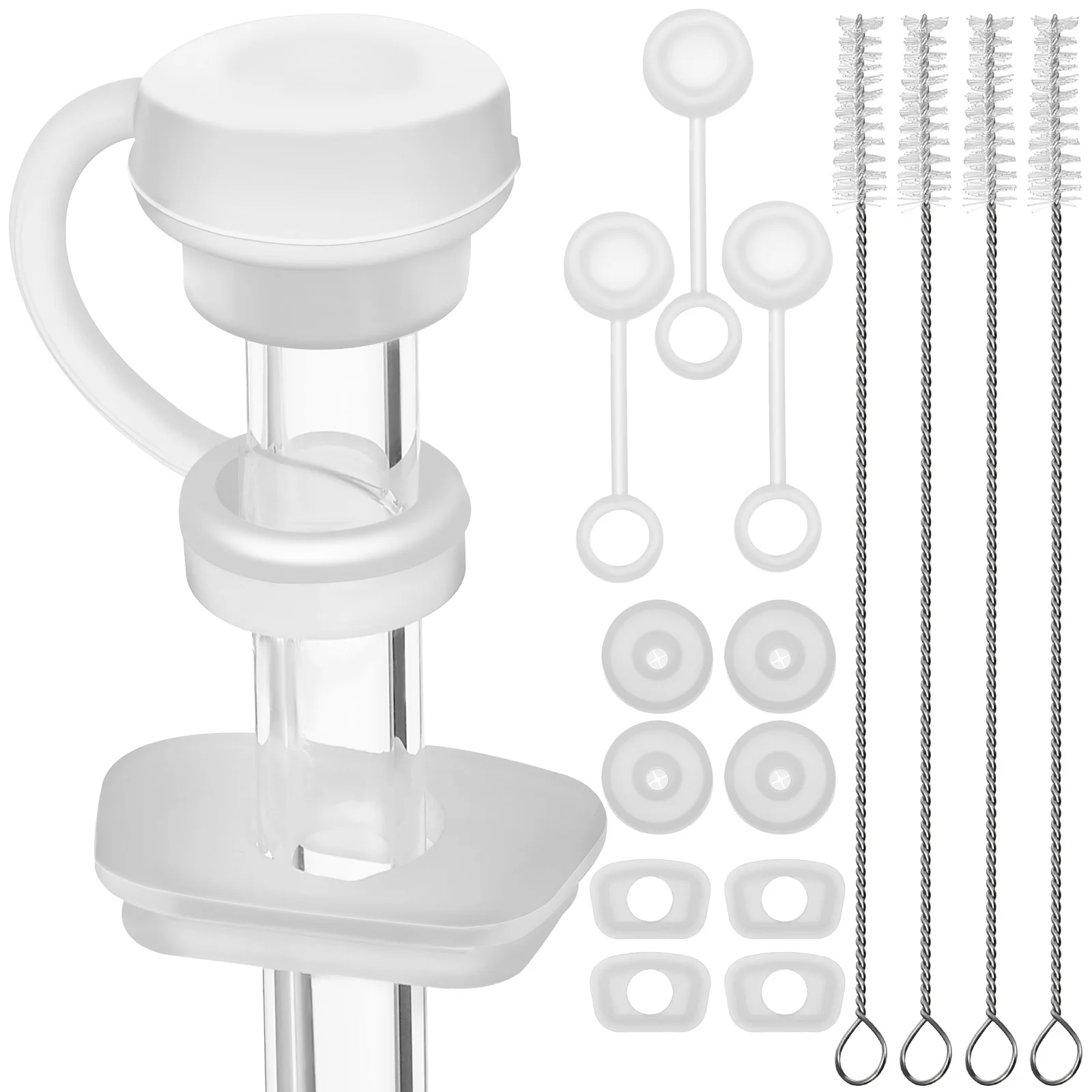 

12 Pcs/Set Round Spill Stopper Silicone Proof Shot Straw Square Tumbler Cup Leakproof