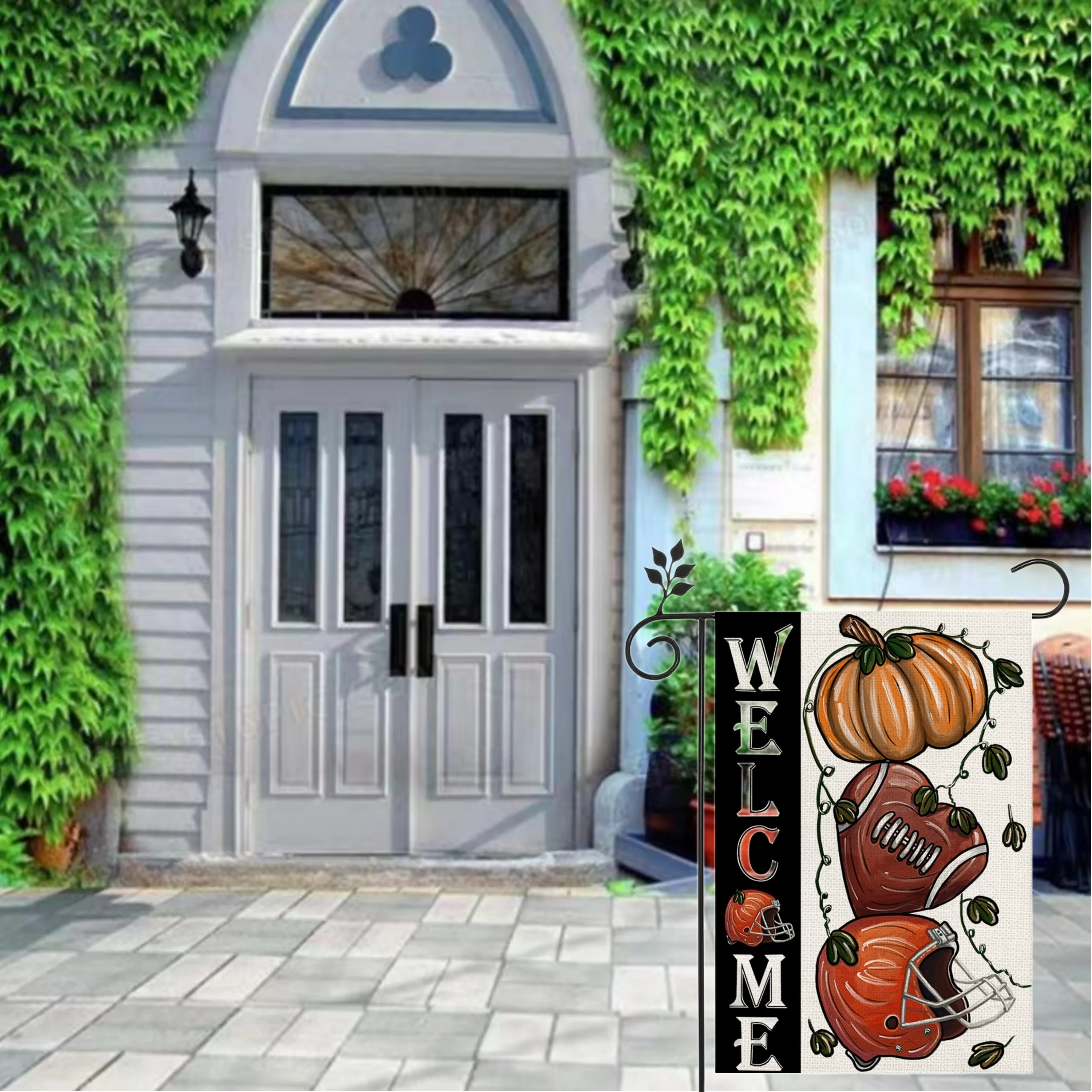 Halloween-Gartenflagge – Doppelseitig Bedruckt, 30,5 X 45,7 Cm, Mit Kürbislaterne & Spinnennetz, Wetterfest