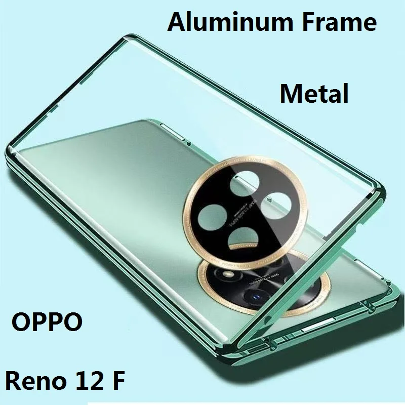 Aluminum Frame Magnetic 360° Protection Case with Tempered Glass Screen Guard