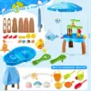 2026 Toddler Water Table with Umbrella & Fishing Game, Outdoor Toy with Auto Electric Pump, Sensory Playset for 3-8 Year Old Boys Girls
