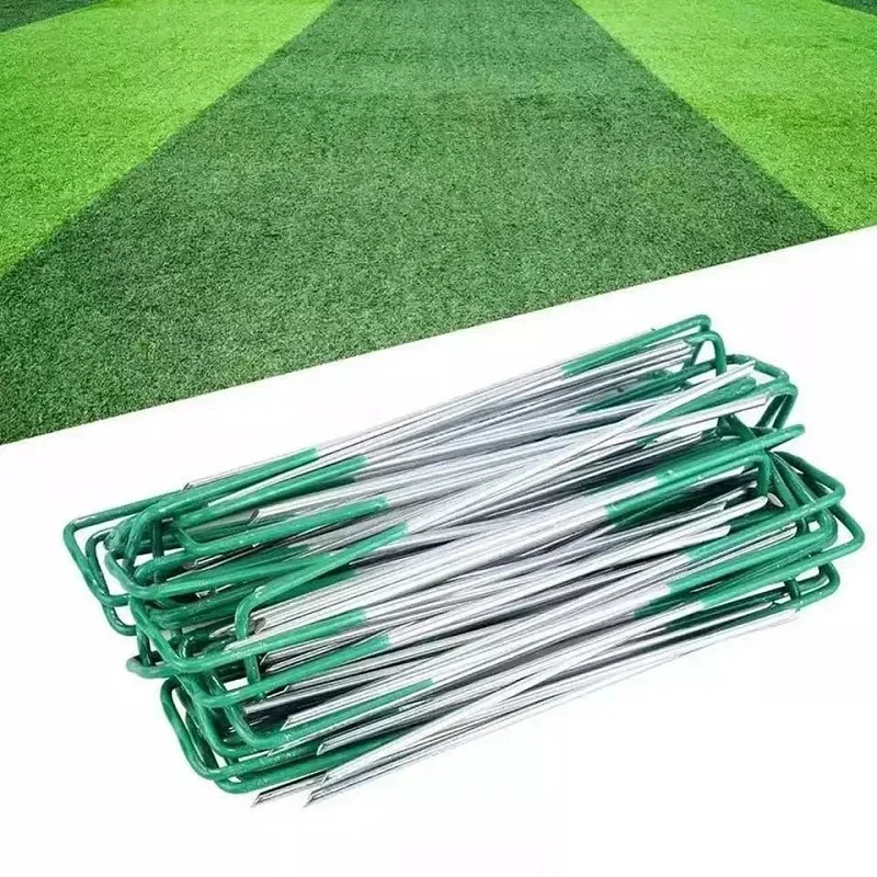 20-Pack Green TOP, 6 Inch Garden Stakes, Landscape Staples, U-Type Turf Stake for Artificial Grass, Rust Proof Sod Pin, Securing