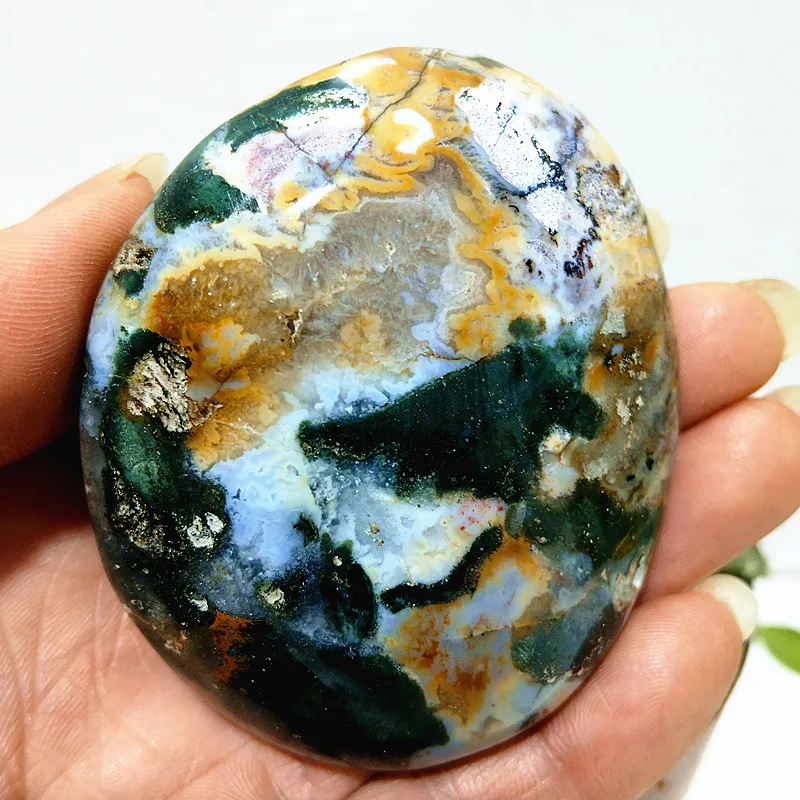 

Natural Stone Ocean Jasper Crystal Palm Flower Pot Room DecorSpiritual Meditation Reiki Healing Feng Shui Crystal