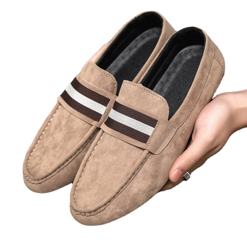 

Loafers men's light flats men's summer new slip-on British style breathable casual half slippers footwear