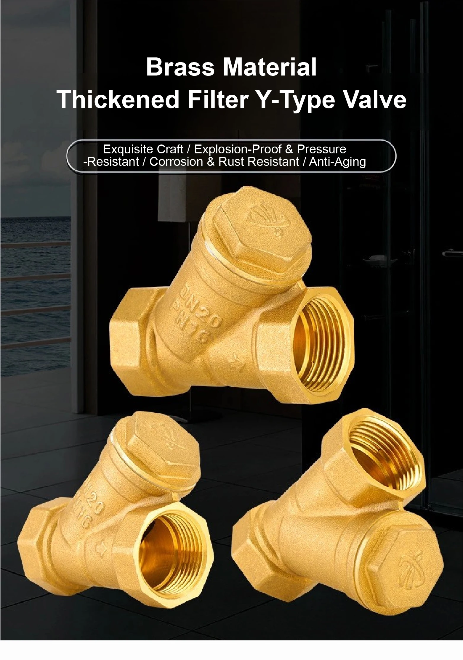 Inline Brass Y Strainer Valve Threaded Female PN16 Sediment Filter with SS Mesh