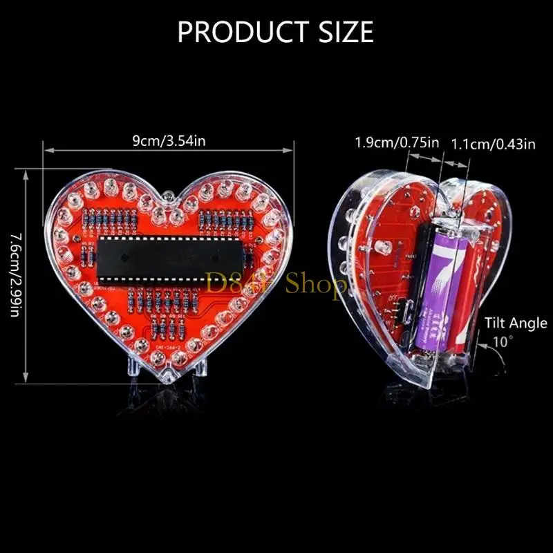 D84F DIY Heart Shaped RGBs LED Soldering for Students and Beginner for Valentines Day and Mother Day Handmade