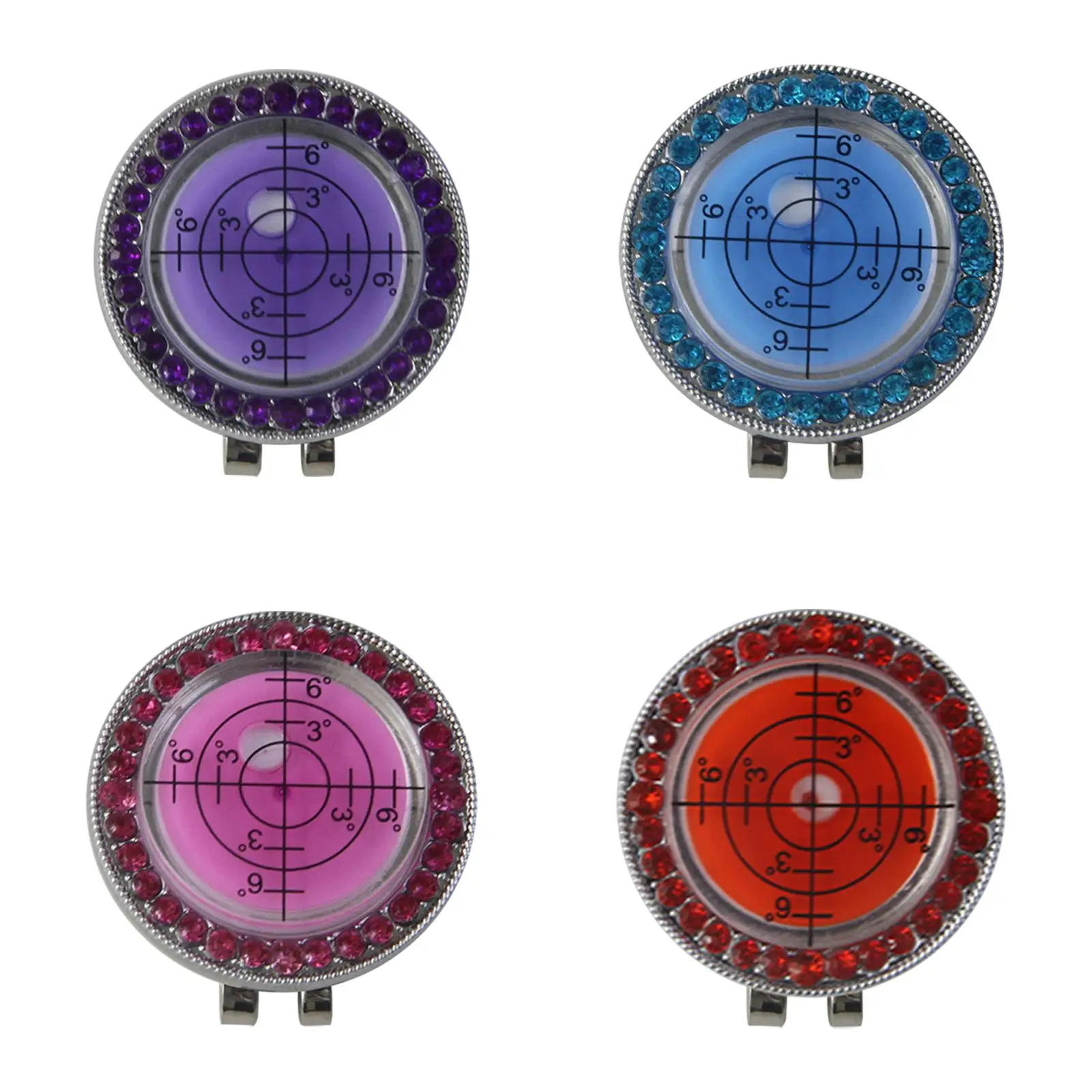 Green Reader, Golf Ball Marker, Stylish Alignment Tool for Reading The Green Rhinestone Round Bubble Level Putting Aid Reader