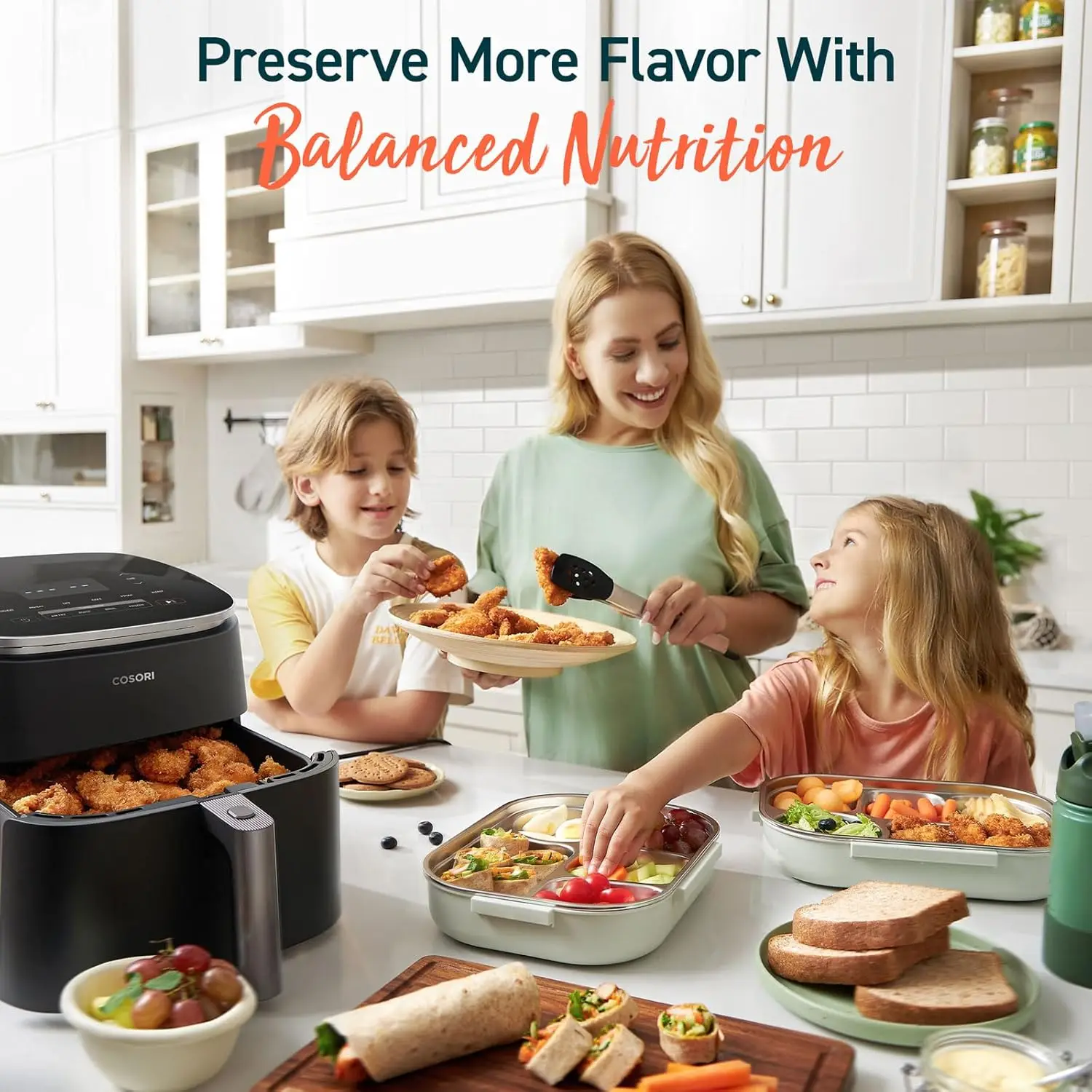 Air Fryer 9-in-1, Compact & Large 6 Qt, 5 Fan Speeds with 450F for Crispy, 95% Less Oil, 100+ In-App Recipes with Nutrien 2