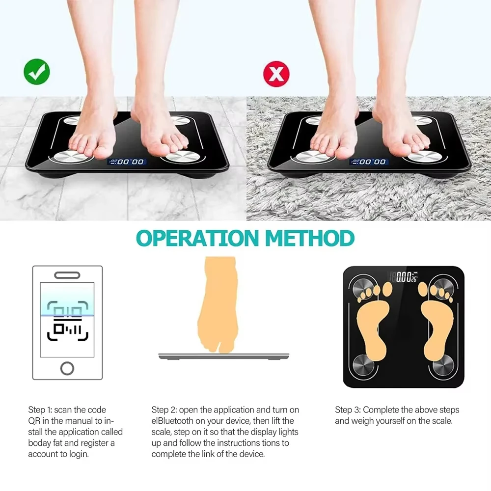 Home Bluetooth Body Fat Accurate Mobile App BMI Smart Electronic Analyzer Bathroom Portable Weight Scale_voghion.com