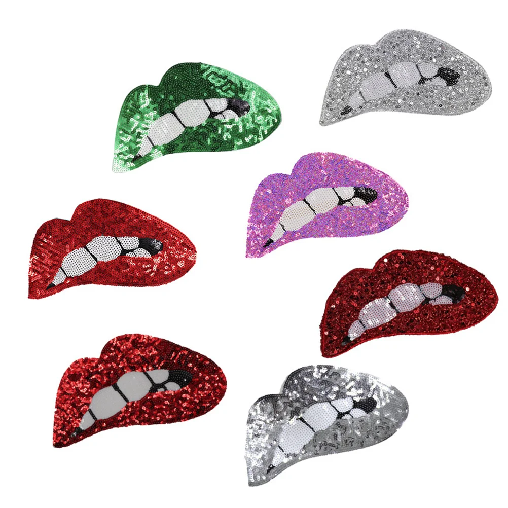 

7 Pcs Girls Clothes DIY Patch Embroidered Clothing Accessories Child Lip Stickers