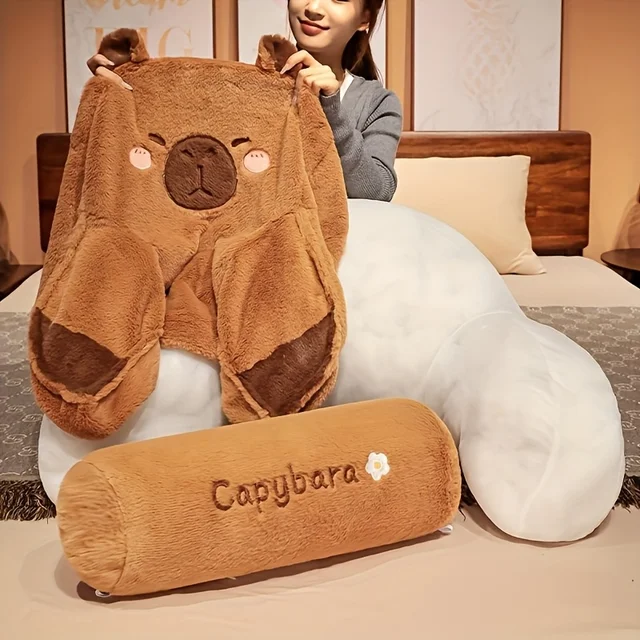 Lovely Capybara Backrest Cushion – Large Triangle Reading & Lumbar Support Pillow 3