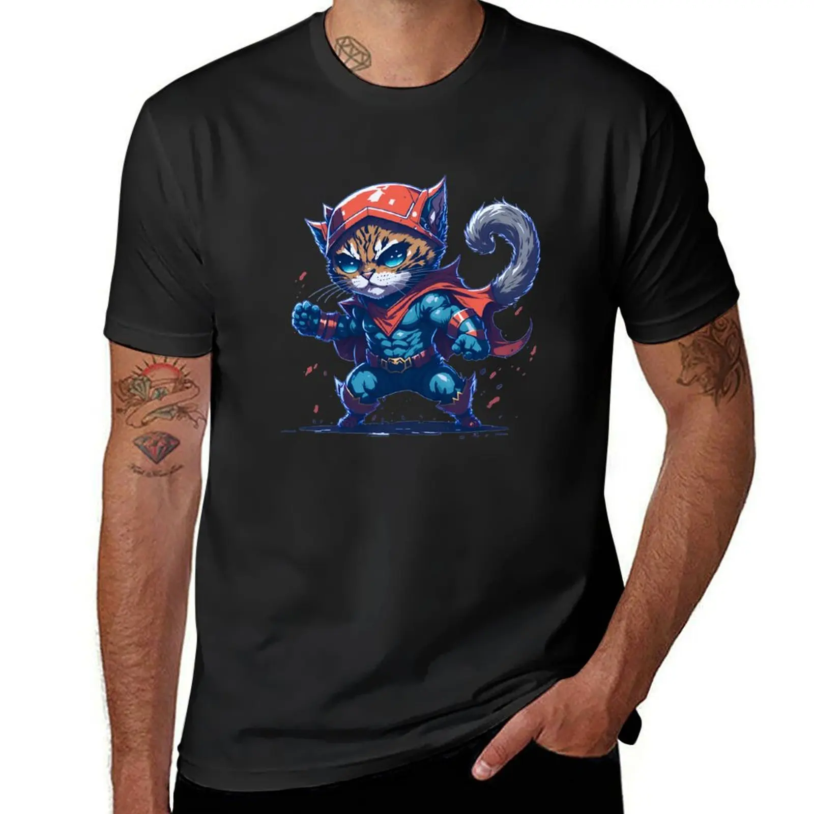 

Мужская футболка с надписью Meow Planet Christmas Hero