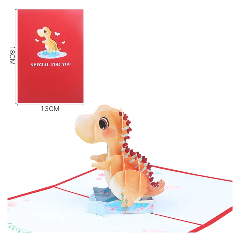 3D Dinosaur Pop Up Greeting Card with Envelope Mother's Day Thank You Card Baby Valentine Wedding Invitation Birthday Gift