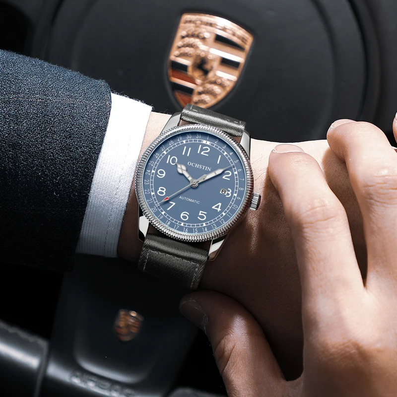 Ochstin Mechanical Men Watch Automatic Watches Man Retro Red Leather Wristwatch Top Brand Luxury Male Fashion Clock