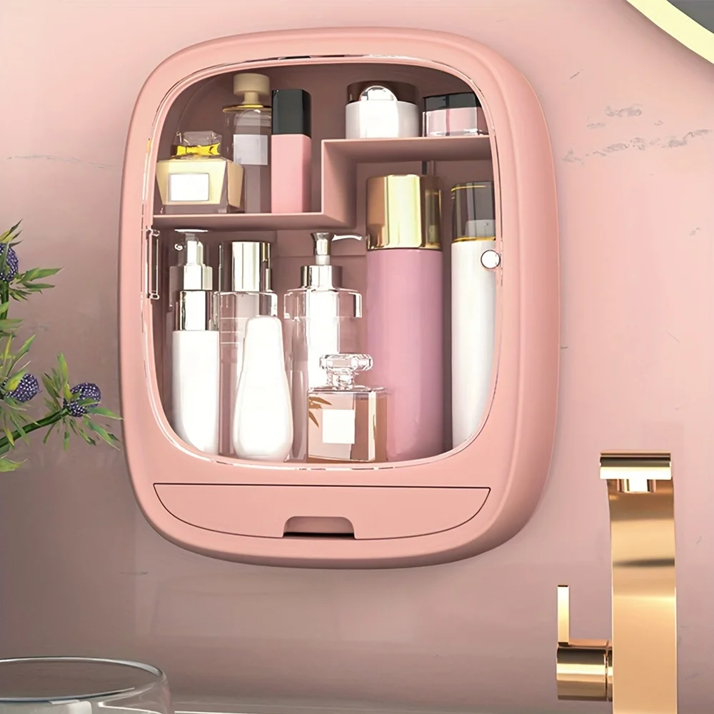 Wall-mounted Cosmetics Storage Box Dustproof Waterproof Large Capacity Makeup Storage Racks with Lid Drawer Bathroom Organizer 3