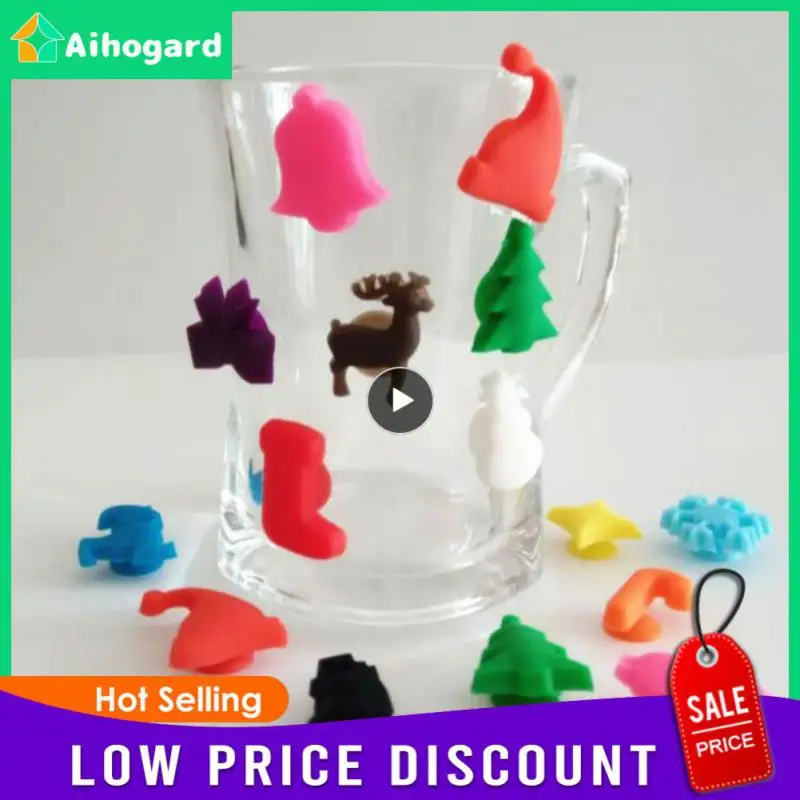 Silicone Wine Cup Suction Cup Label Christmas Party Identifier Wine Bottle Recognizer Marker Mark Sign Personality