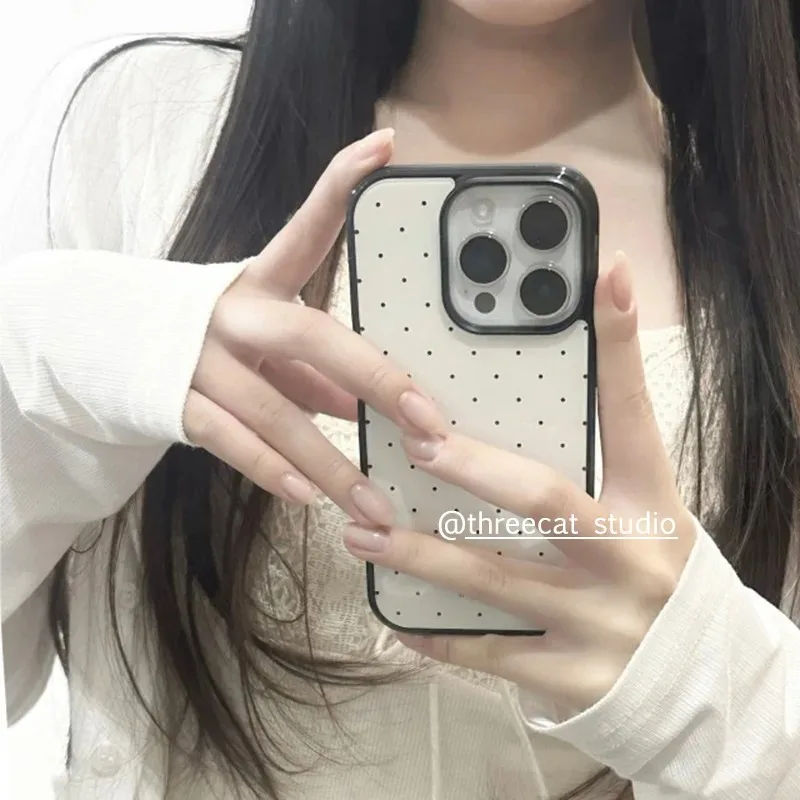Coque de téléphone Y2K Sweet Cover à petits pois style coréen tendance pour iPhone 17 Air Pro Max 7 8 Plus XR XS Max