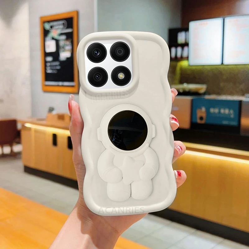 Honorx8 Astronaut Holder Wavy Silicone Case For Huawei Honor X8 X8a X6 4g 5g X7 X7a X7b X8b X9b 90 70 Magic 5 6 Lite Stand Cover_voghion.com