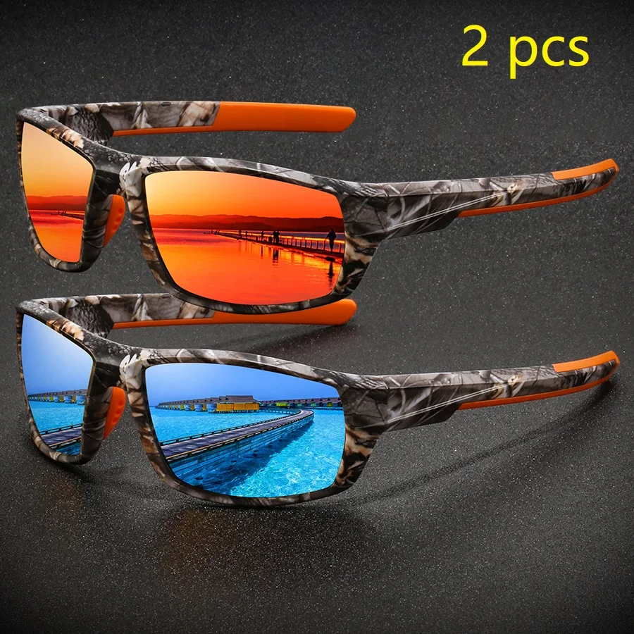 2PCS Fashion Vintage Pattern Sunglasses Men Women Eyewear Driving Fishing Running Cycling Mountaineering Sports Sun Glasses