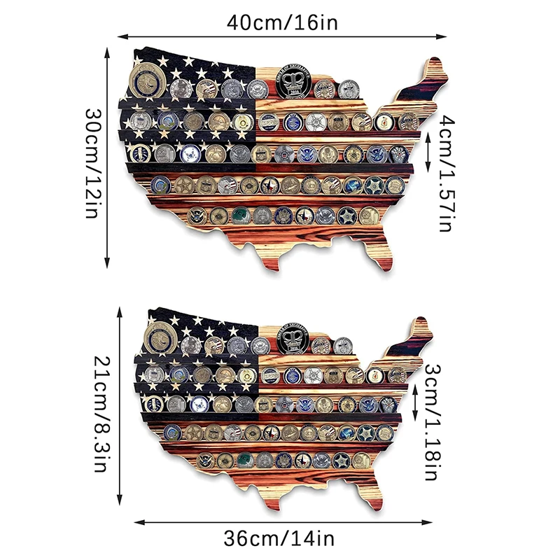 Wood America US Flag Challenge Coin Display U.S.Coins Stand Holds Challenge Coin Display Wooden  Collectible Coins 6