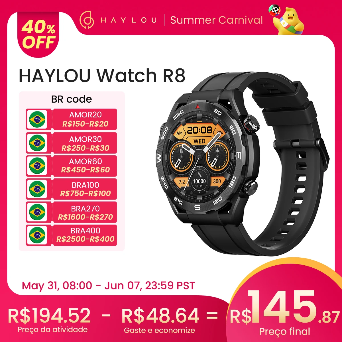 HAYLOU-Watch-R8-Smartwatch-1-43-AMOLED-HD-Display-Chamada-Bluetooth ...