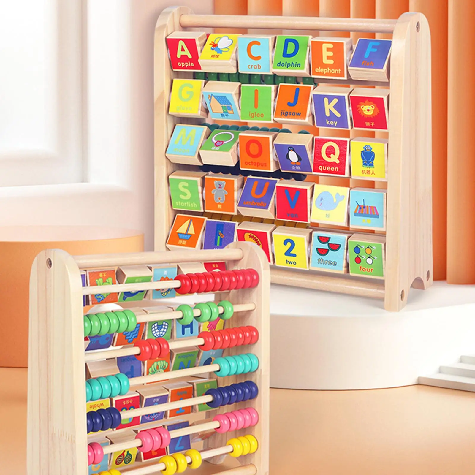 Wooden Abacus Activity Blocks Educational Learning Abacus Toy Small Educational Toy for Kindergarten Preschool Children