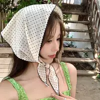 Sweet Polka Dot Triangle Headscarf Women Striped Lace Neck Scarf Headband Korean Pastoral Headwrap Summer Sunscreen Hair Scarf