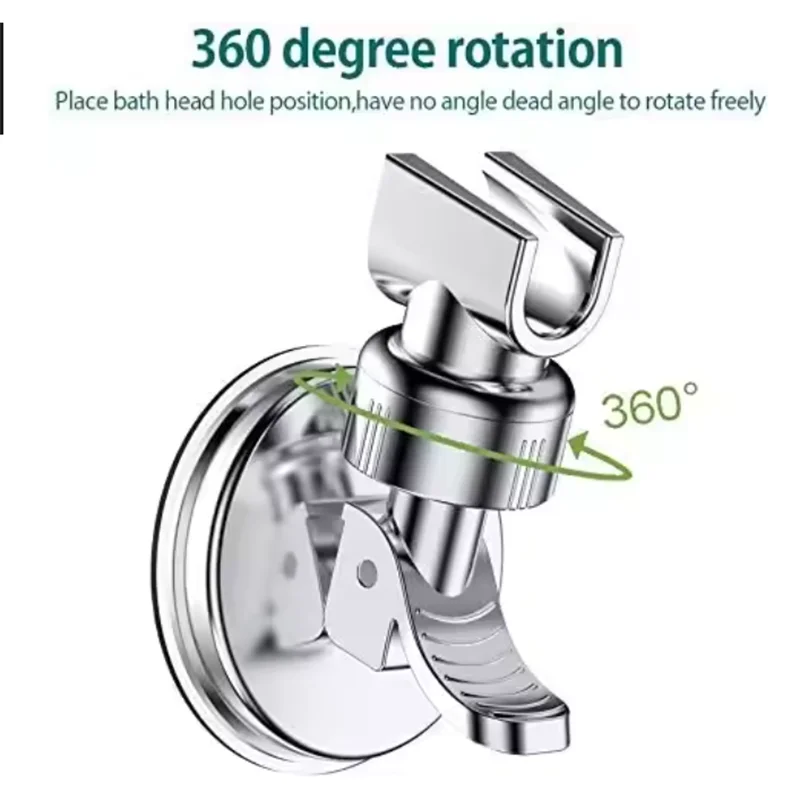 No Drill ABS Silver Bathroom Shower Head Strong Suction Cup Adjustable