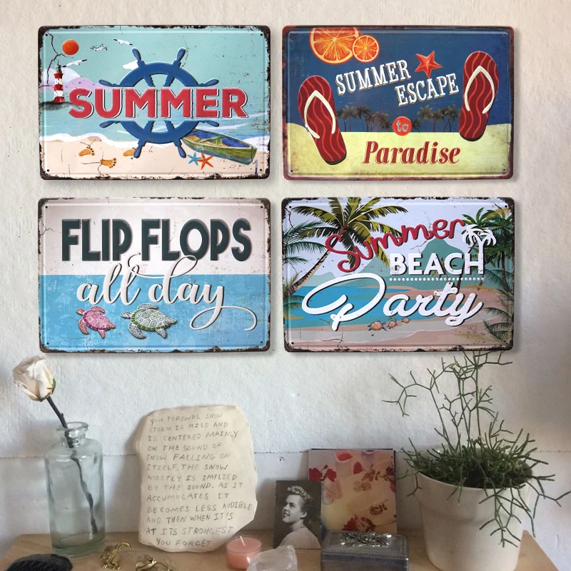 

Beach Scenic Area Swimming Pool Metal Sign Tin Sign Beach and Coast Play Slogan Reminder Board Bedroom Living Room Wall Deco