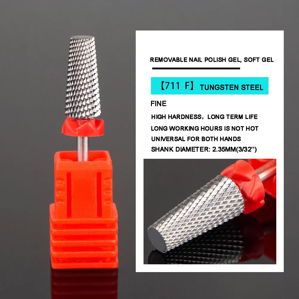 5 in 1 Nail Drill Bits Tungsten Steel Cross Teeth Manicure File Nail Cutter Acrylic or Hard Gel Nail Polish Remove Drill Bit 5