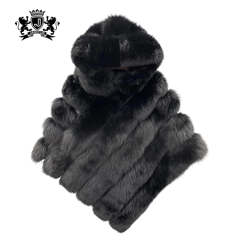 

Женское пончо из лисьего меха, новое роскошное пальто из натурального меха, пуловер, Длинный свободный пуловер, оптовая продажа, элегантная женская зимняя верхняя одежда