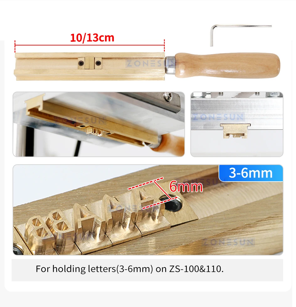 ZONESUN Hot Stamping Machine T Slot Letter Mold Holder ZS-TS