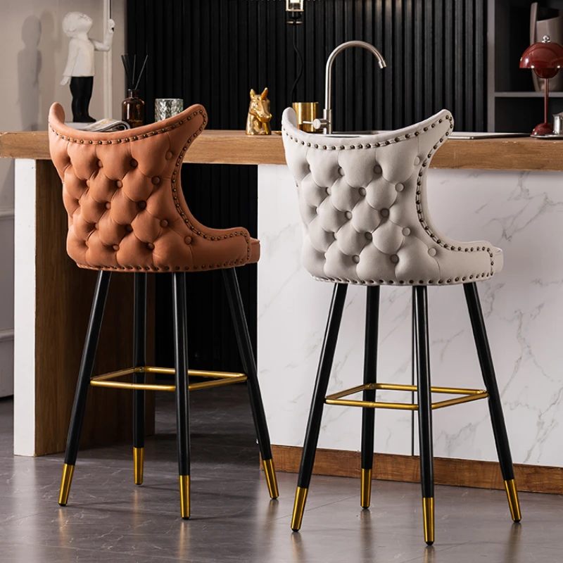 

American Style Bar Stools Light Luxury Bar Chairs Backrest Modern High Stool Bar Chair Dining Chairs Living Room Bar Furniture