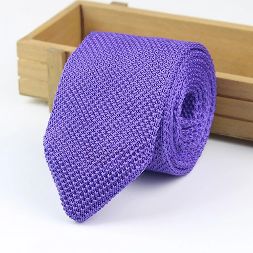 Gradient Knitted Tie - Mens Solid Color Slim Necktie