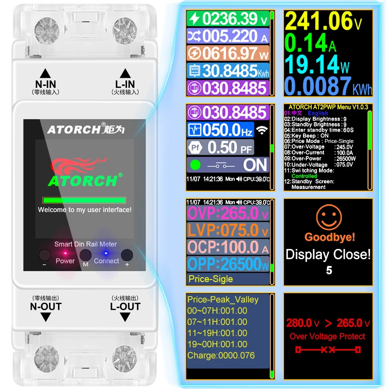 Tuya Single Phase 100A 220V 110V 50/60Hz Din Rail WIFI Smart Energy Meter timer Power Consumption Monitor KWh Meter Wattmeter