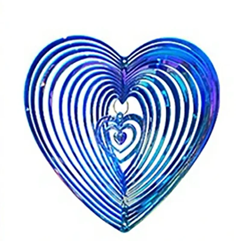 1pc-ABS Heart Square Drop Shape 3D Rotating Wind Spinner Chime Metal Decor Home Garden Decoration Outdoor Indoor Rooms