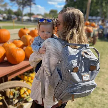 Diaper Bag Backpack-Multifunction Travel Baby Diaper Bag Insulated Bottle Holders & Pacifier Case, Large Capacity, Waterproof
