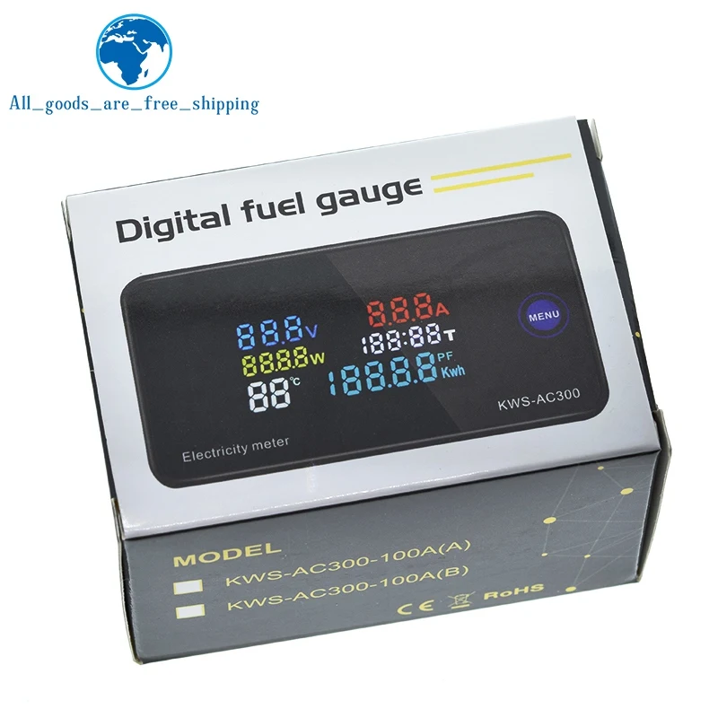 Monitor AC Din Rail 4 In 1 AC50-300 V 100 A Tensione Corrente Watt KWH Potenza Contatore Di Energia Digitale Voltmetro Amperometro Wattmetro 87526065 - Foto 5