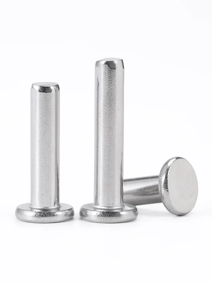 Uxcell 100 Pcs 4mm X 6mm Aluminum Flat Head Semi-Tubular Rivets Silver