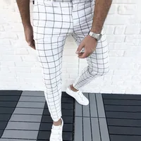 Men's Pants Smart Casual Fashion Men's Clothing Plaid Pencil Pants Thin Mid Waist Jogger Casual Trousers Pants For Men 1